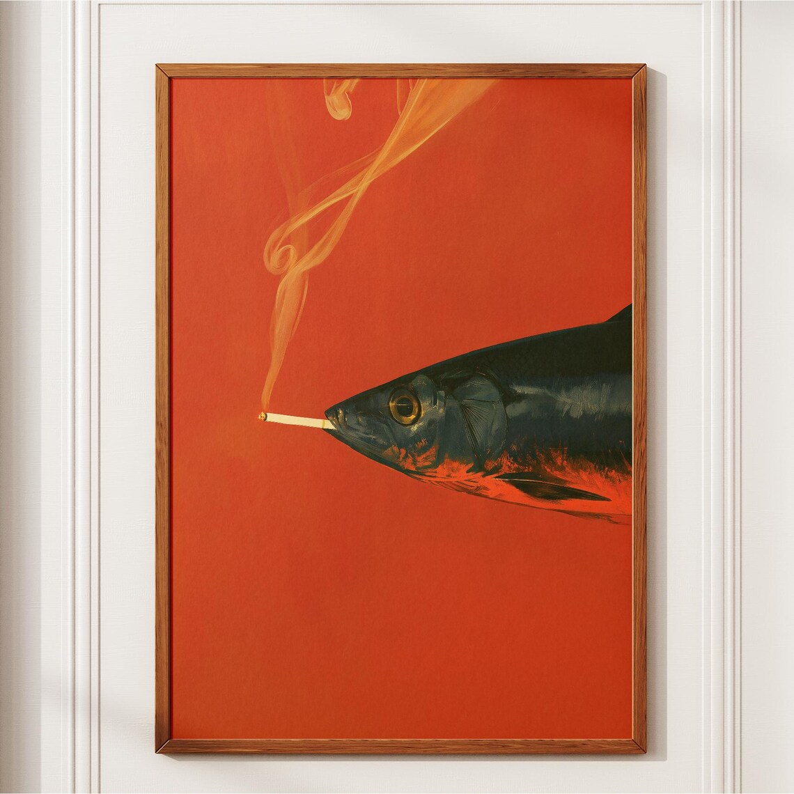 Fish Smoking a Cigarette Vintage Poster Print