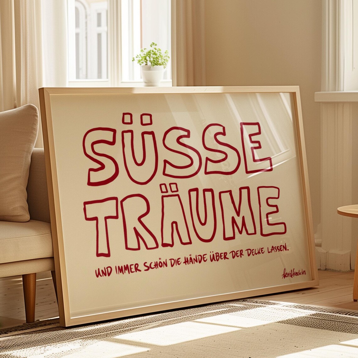 Suesse Traeume Funny German Quote Poster Sweet Dreams Bedroom Decor