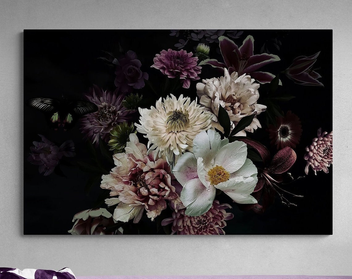 Pink Purple Floral Botanical Modern Flower Painting Colorful Wall Art - Image 3