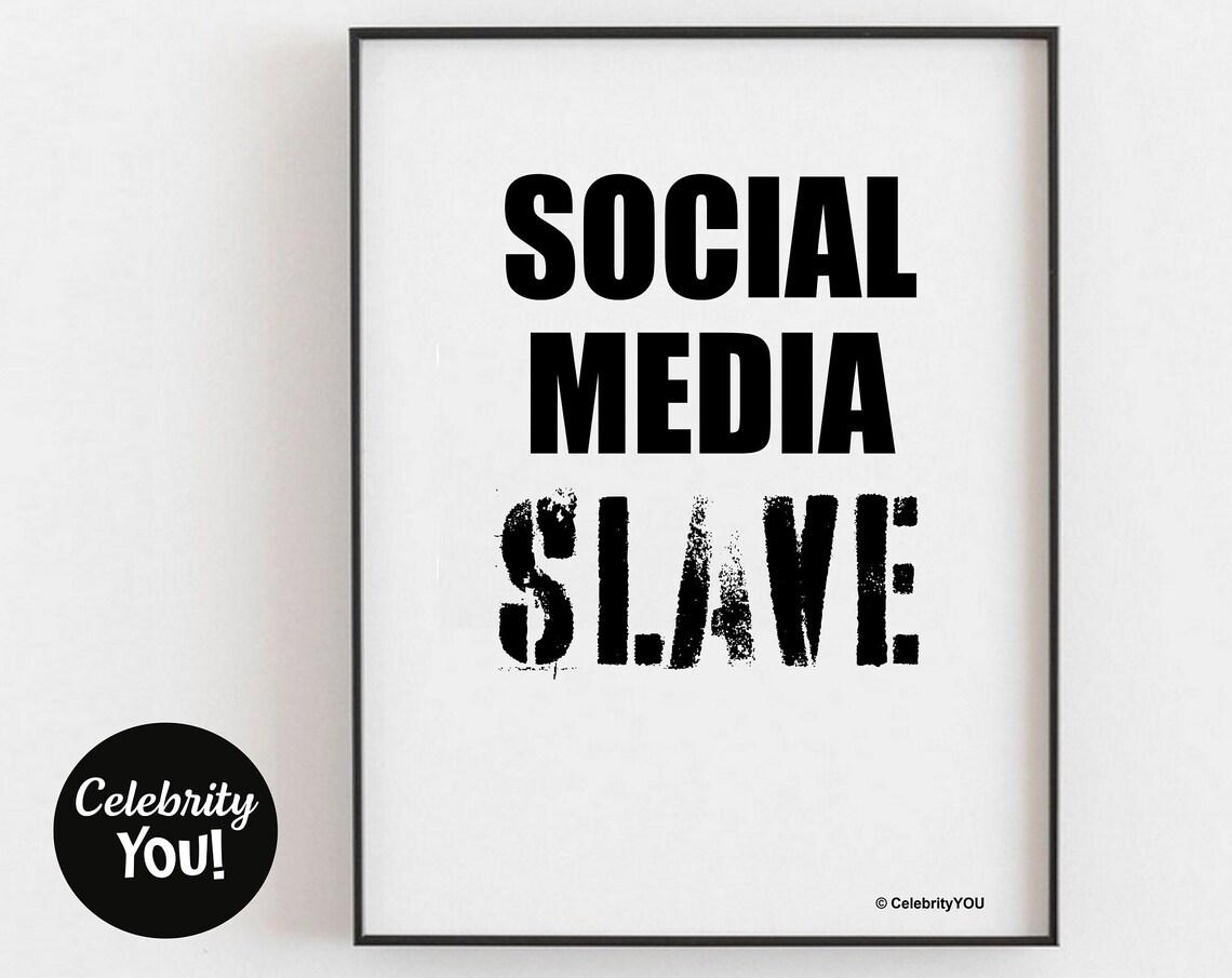 Social Media Slave Distressed Type Funny Marketer Office Poster