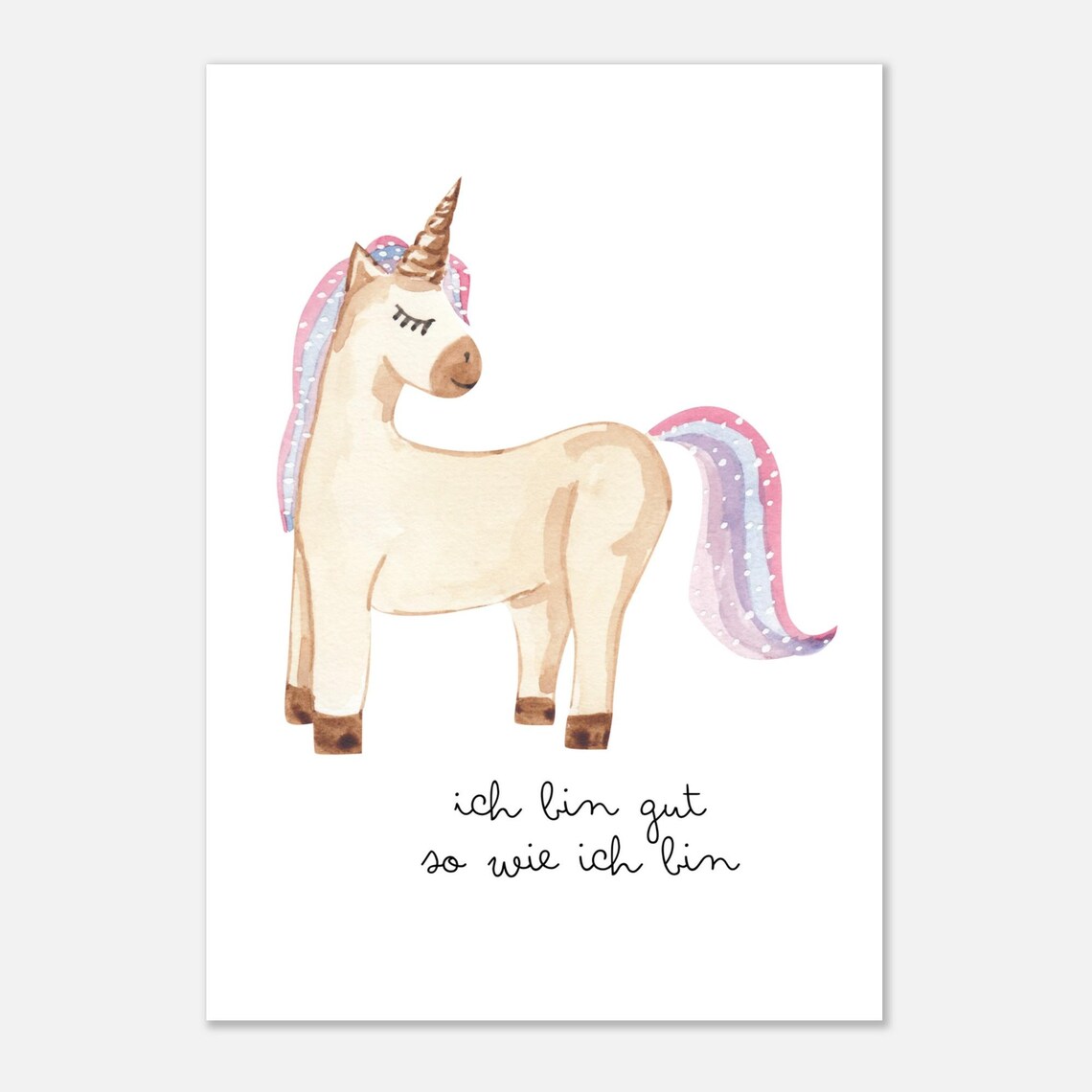 Watercolor Unicorn 'I Am Enough As I Am' Affirmation Girls Room Poster - Image 2