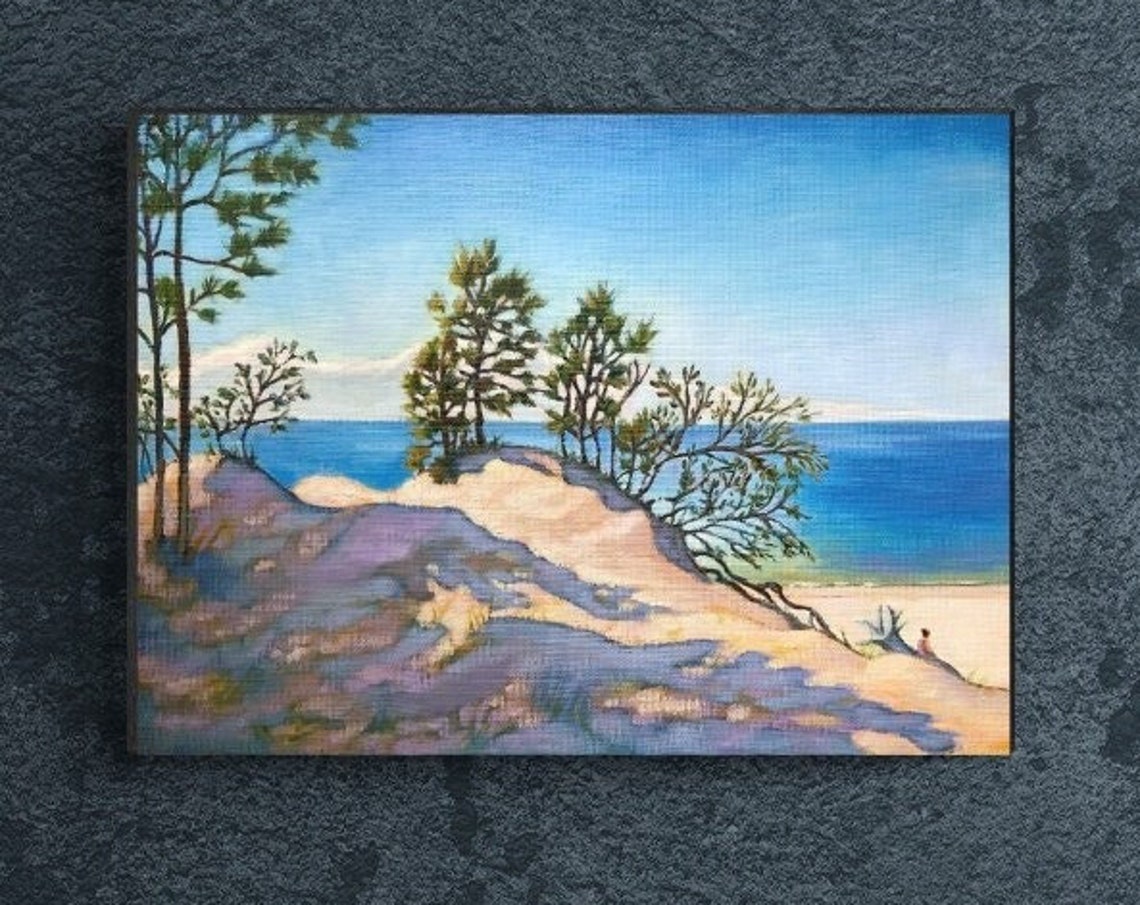Coastal Sand Dunes and Ocean Impressionist Seascape Wall Art