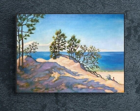 Coastal Sand Dunes and Ocean Impressionist Seascape Wall Art