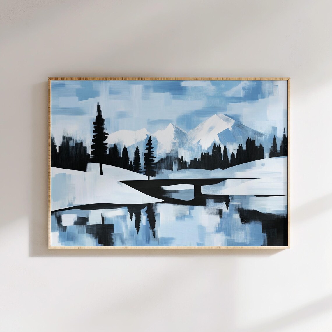Modern Abstract Winter Landscape, Minimalist Nature Art Print