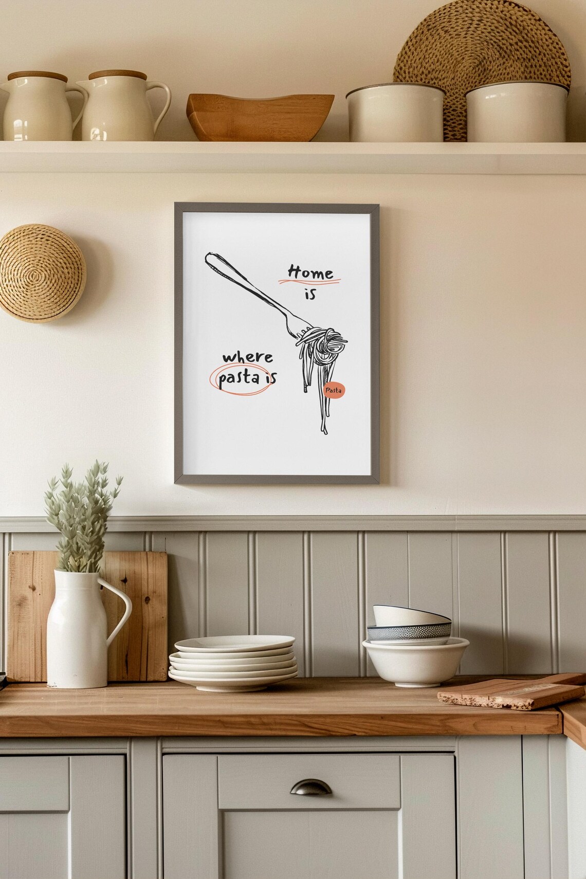 Pasta Illustration, Minimalist Funny Quote Poster - Image 2