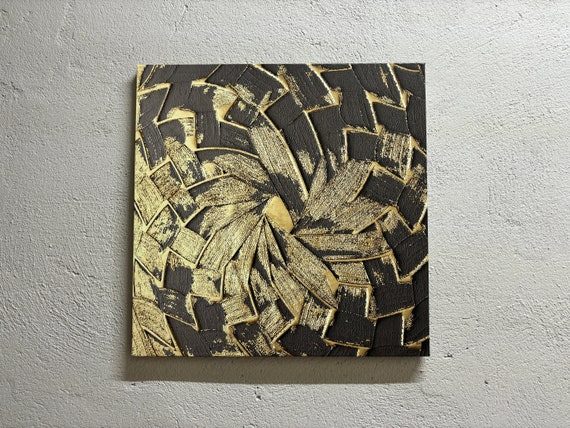 Blue And Gold Painting Artwork Modern Abstract Wall Art Black Contemporary Trendy Canvas Poster