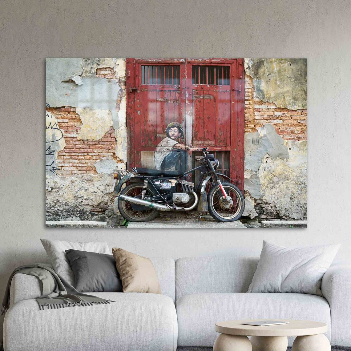 Children On Bicycle Penang Bike Abstract Art Print