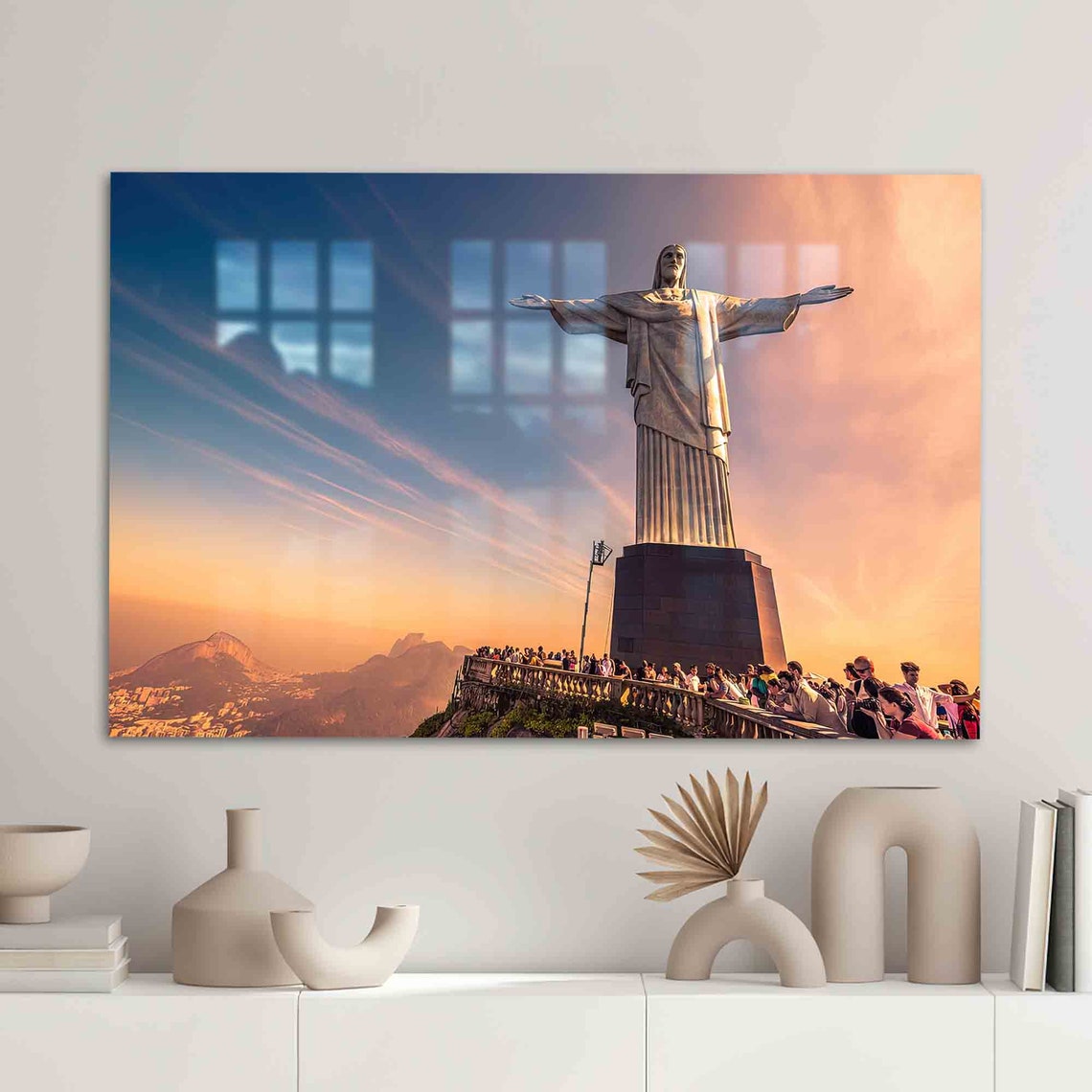 Christ the Redeemer Statue at Sunset Rio de Janeiro Photo Poster