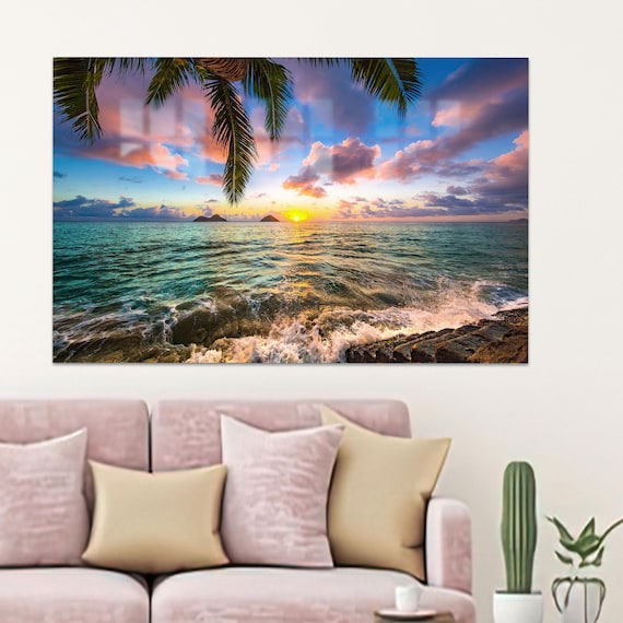 Kailua Sunrise Art Print, Boho Minimalist Sea Landscape
