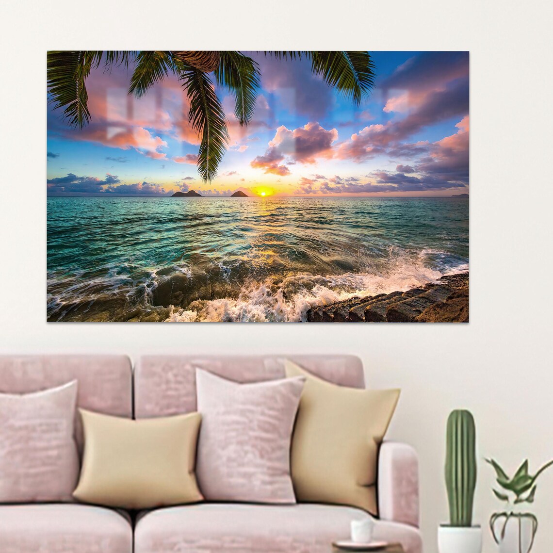 Kailua Sunrise Art Print, Boho Minimalist Sea Landscape