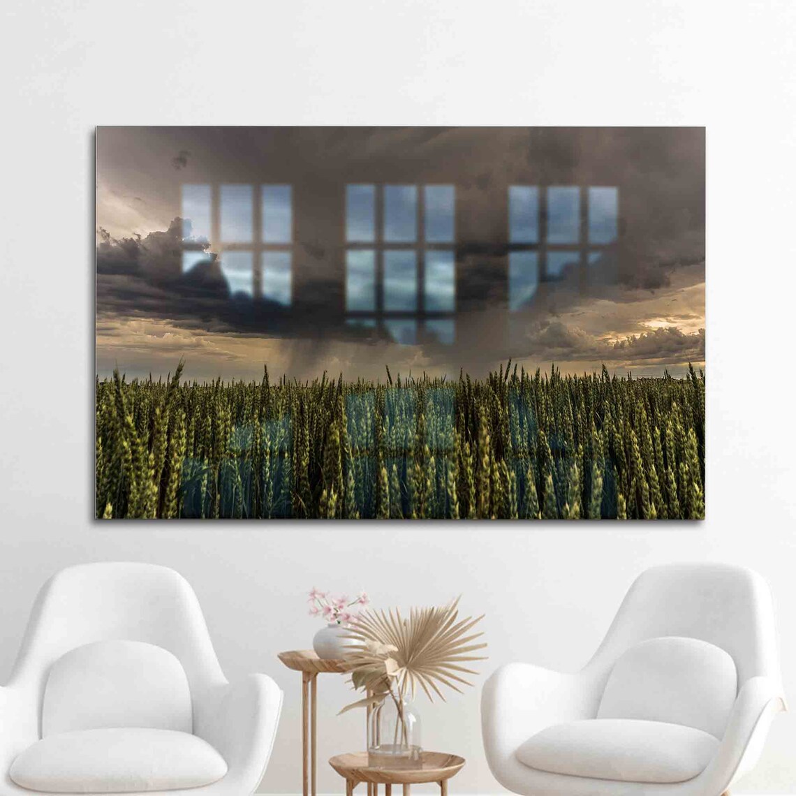 Golden Wheat Field Stormy Sky Landscape Photography Art Poster