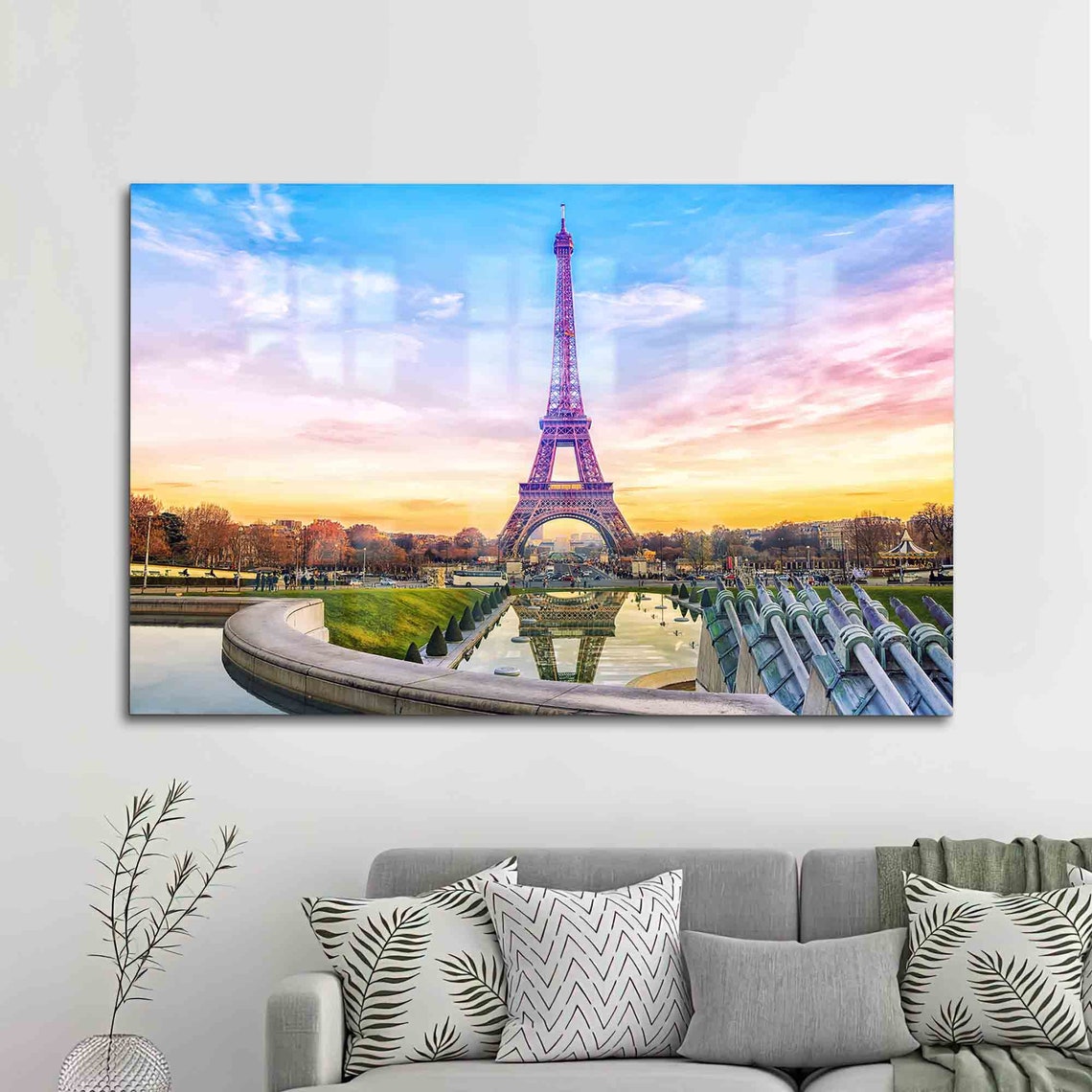 Eiffel Tower Paris Sunset Reflection Romantic Travel Photo Poster