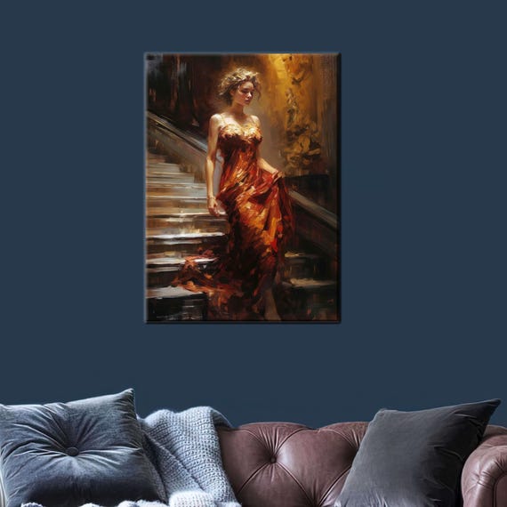 Modern Wall Hanging Woman Painting Print Art Beautiful Canvas Abstract Printed Framed