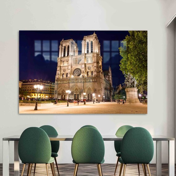 Tempered Glass Wall Art Cityscape France Decor View Night