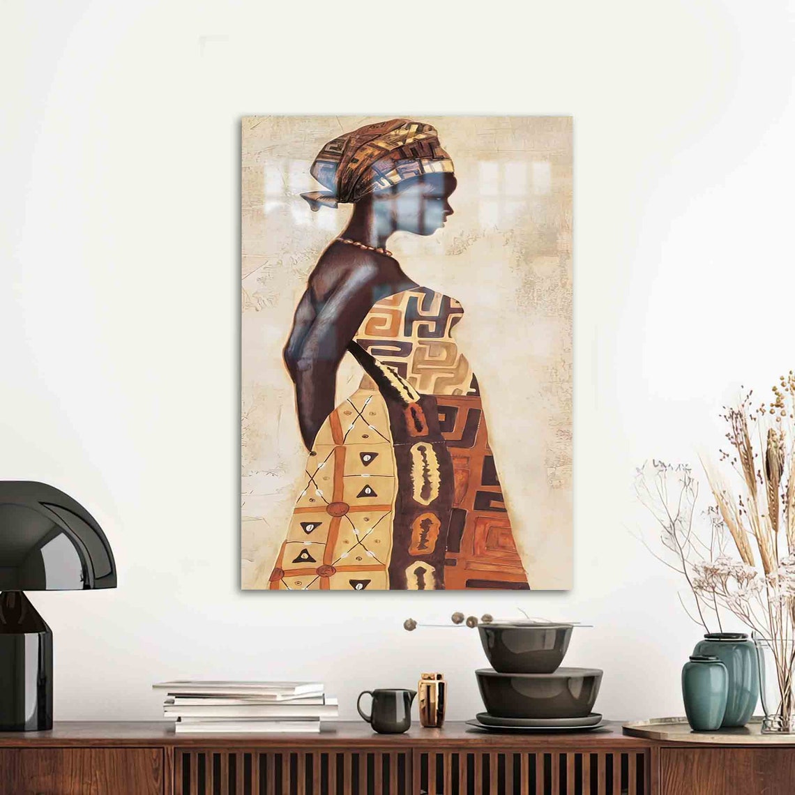Glass Wall Art Printing Ethnic Pattern Decor Abstract Contemporary