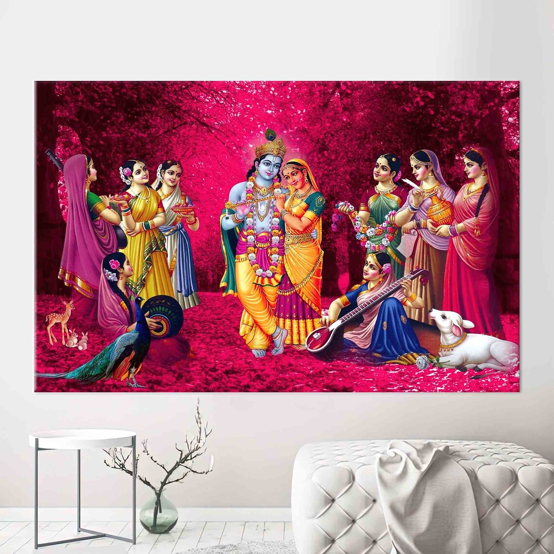 Radha Krishna Artwork, Hindu Wall Art Print