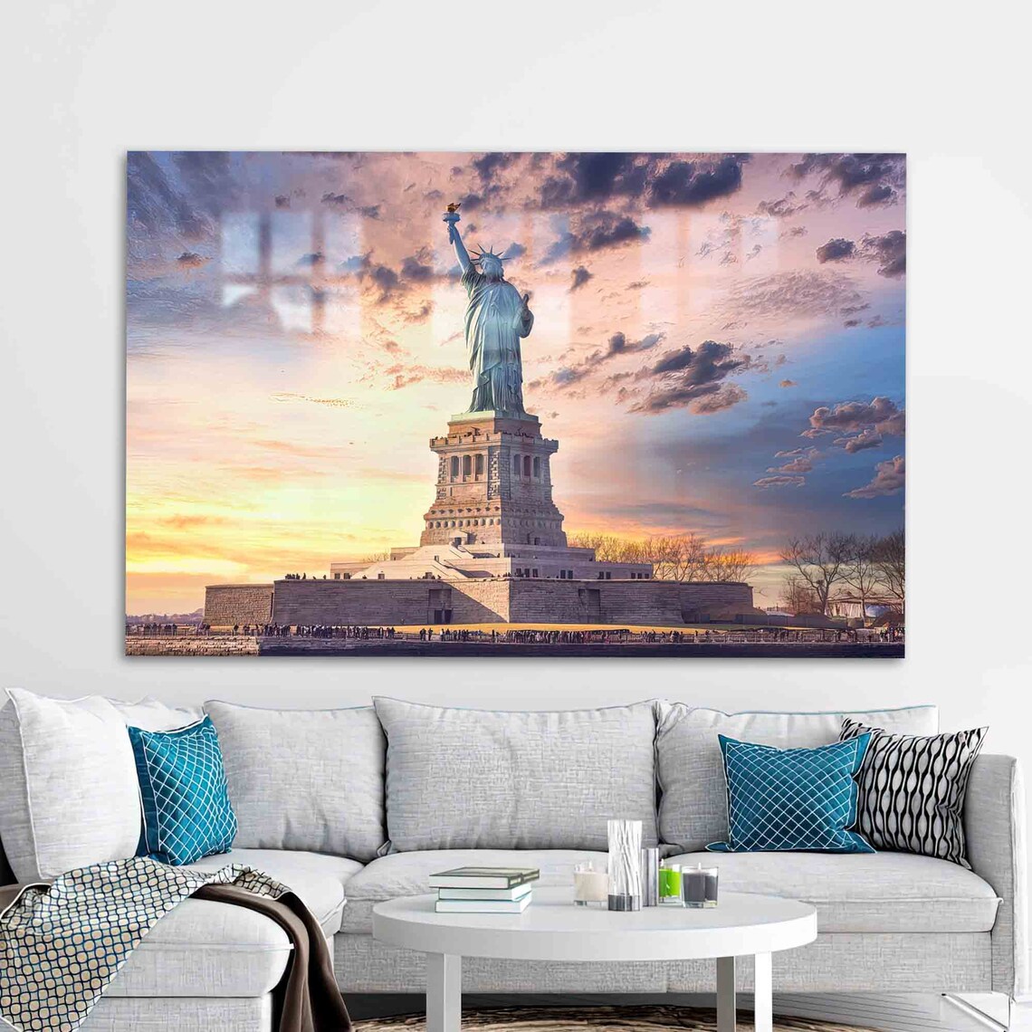 Statue of Liberty New York Sunset Skyline Famous Landmark Poster