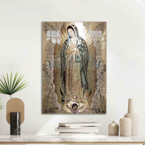 Wall Decor Glass Art Printing The Virgin Of Guadalupe Abstract Immaculate Mary