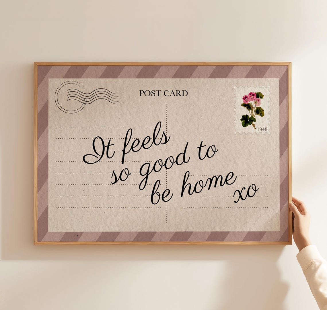 It Feels So Good To Be Home XO Rustic Vintage Postcard Wall Art