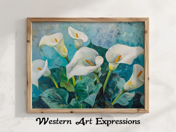 Vintage Flower Painting Calla Lily Canvas Print Floral Wall Art Botanical Nature Home Decor Living Room Accent