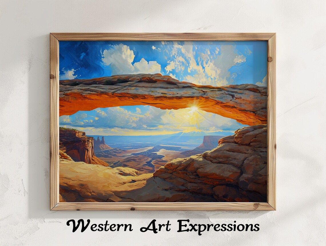 Mesa Arch Canyonlands Sunrise Golden Desert Arch Oil Painting Poster