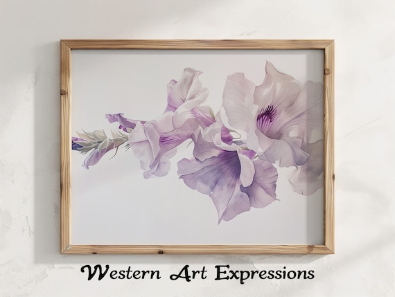 Snapdragon Flower Watercolor Illustration Elegant Floral Art Purple Iris Print Botanical Home Decor Living Room Artwork