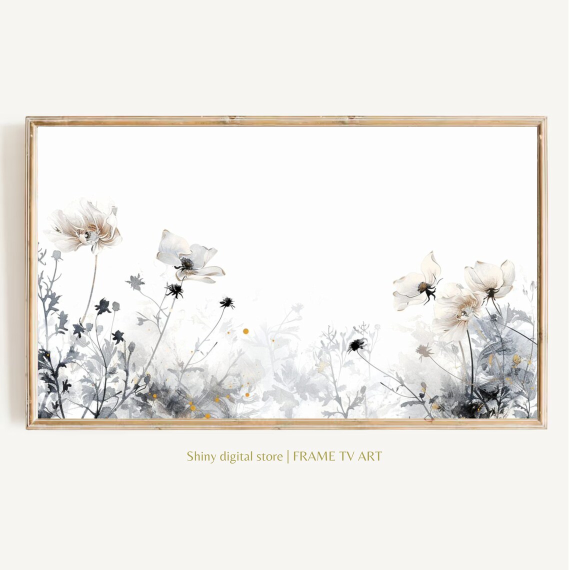 Neutral Wild Flower Painting, Botanical Art Print