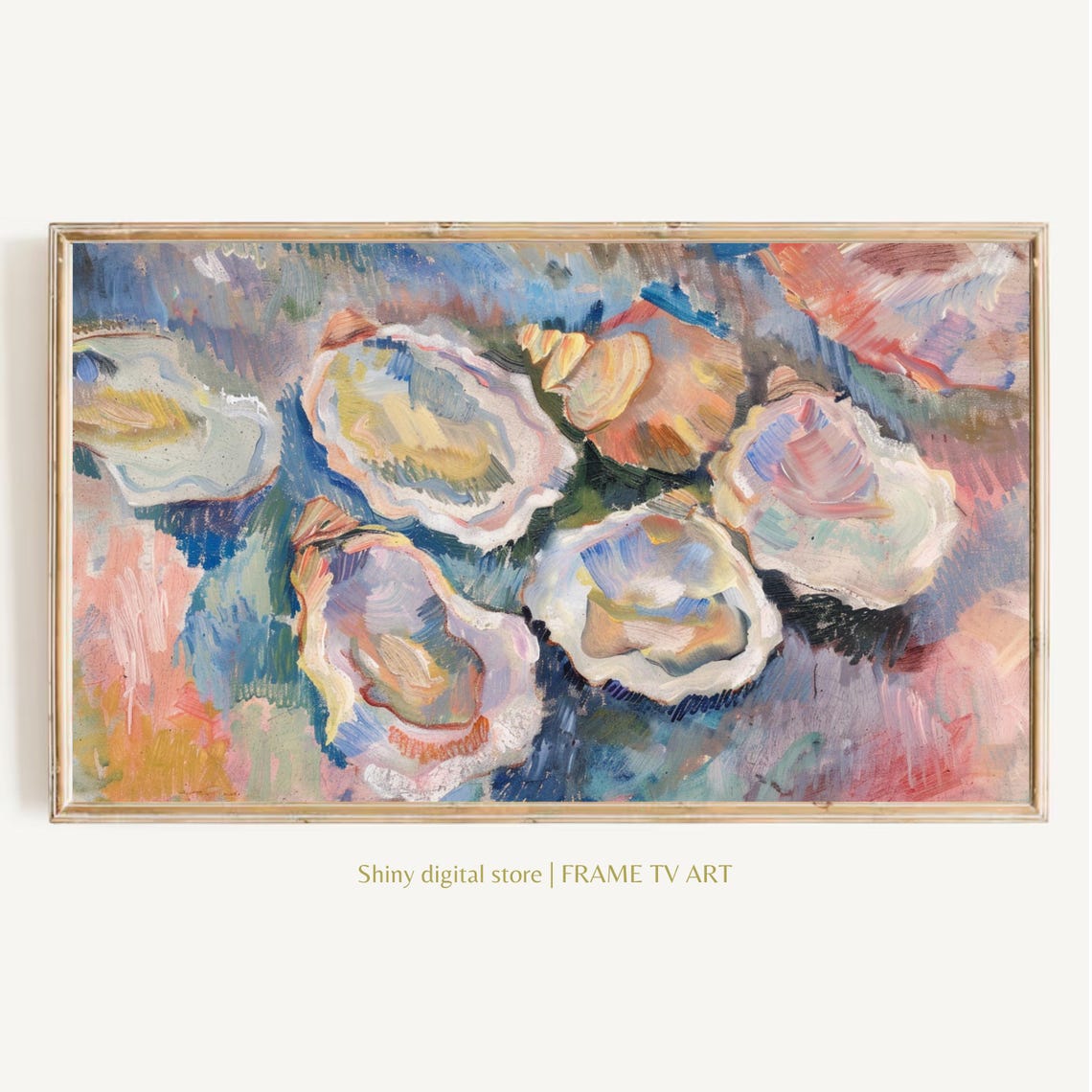 Abstract Oyster Shells Pastel Coastal Textured Colorful Art Poster