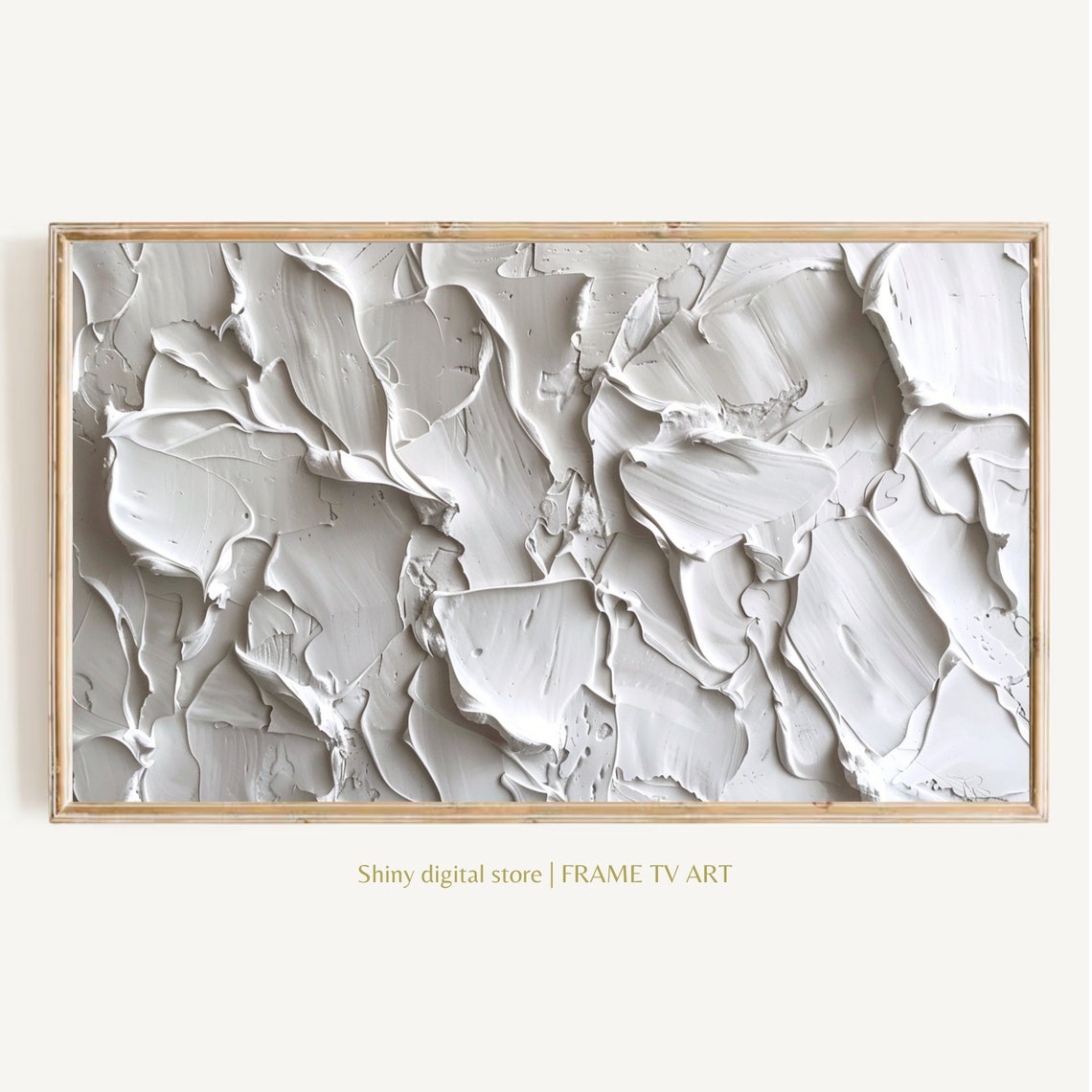 Modern Abstract Art For Frame Tv Minimal Farmhouse Neutral Wall Decor White Texture Painting