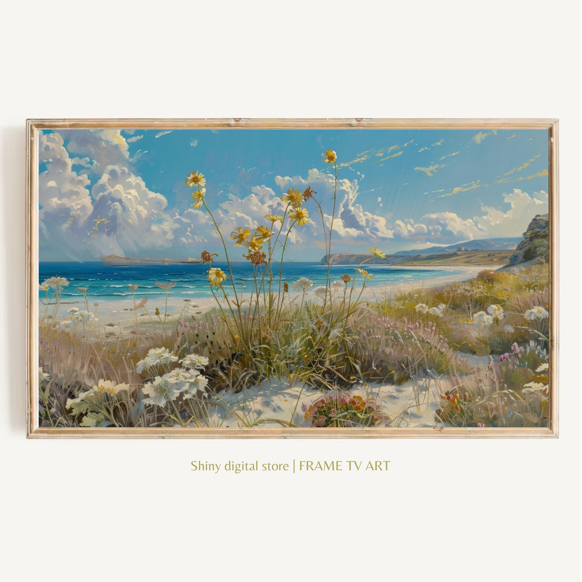 Coastal Wildflower Tv Art Summer Tv Art Frame Tv Art Spring Tv Art Wildflower Art Beach Decor Vintage Beach Tv Art Floral Art