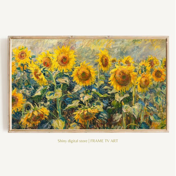 Sunflower Field Impressionist Vintage Summer Garden Yellow Wall Art