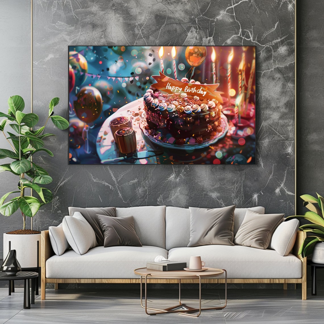 Happy Birthday Chocolate Cake Party Candles Celebration Art Poster - Image 2