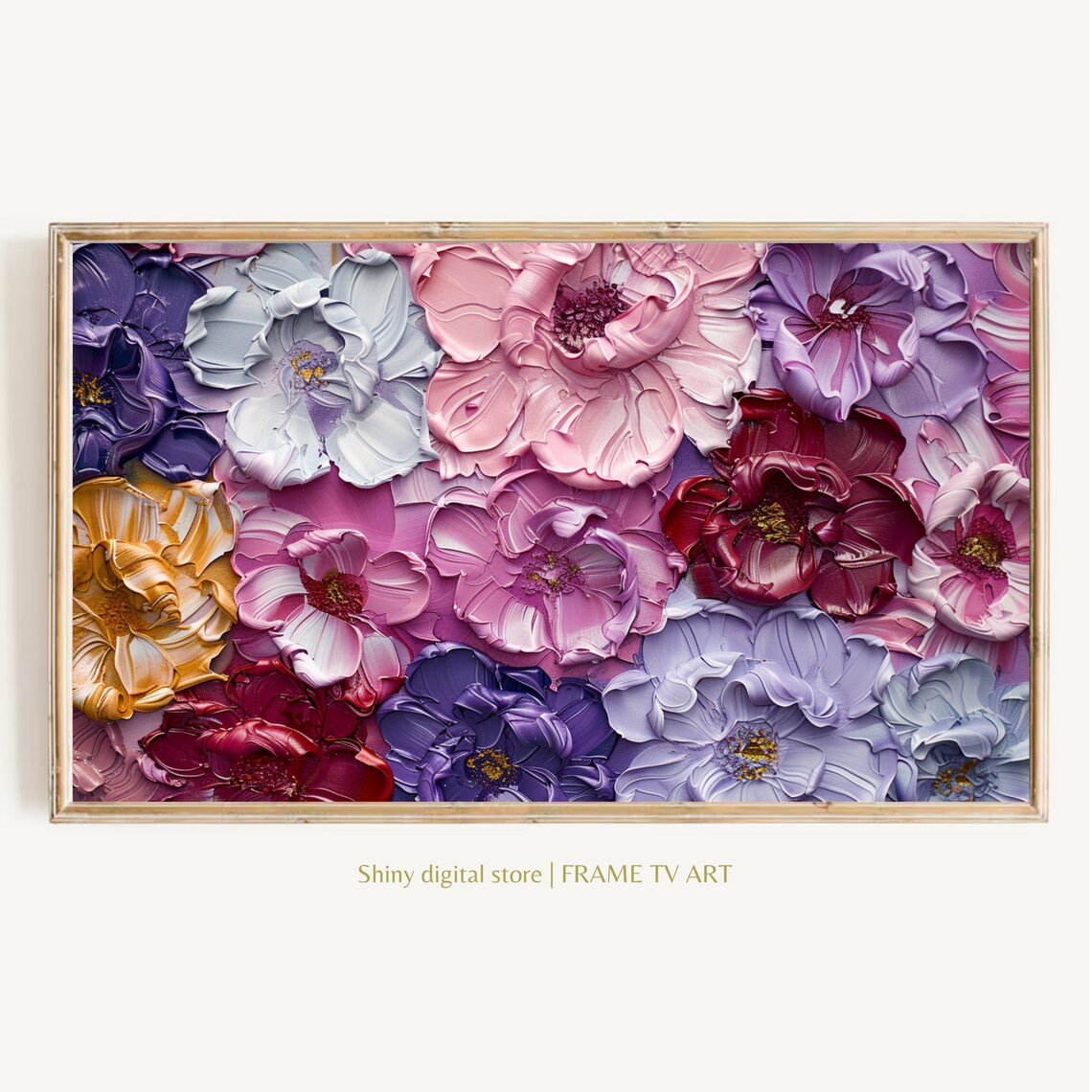 Textured Floral Frame, Summer Spring Botanical Decor