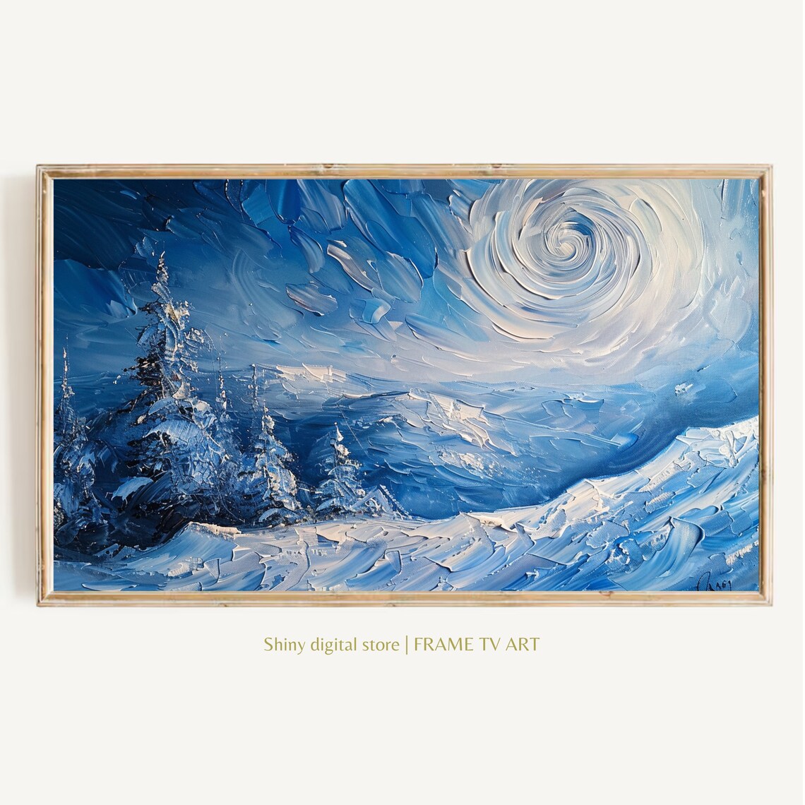 Winter Abstract Frame, Mountain Snow Minimalist Art