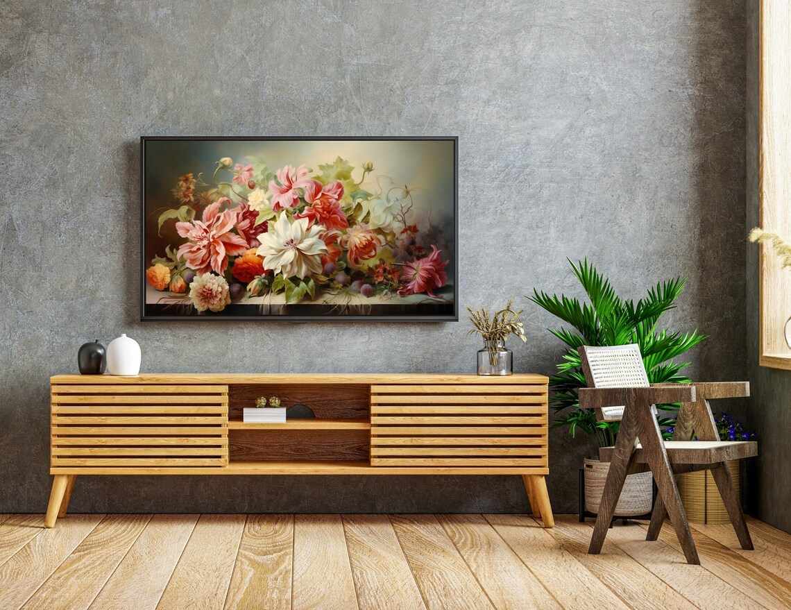 Lush Spring Floral Bouquet Vintage Still Life Garden Flower Print - Image 2