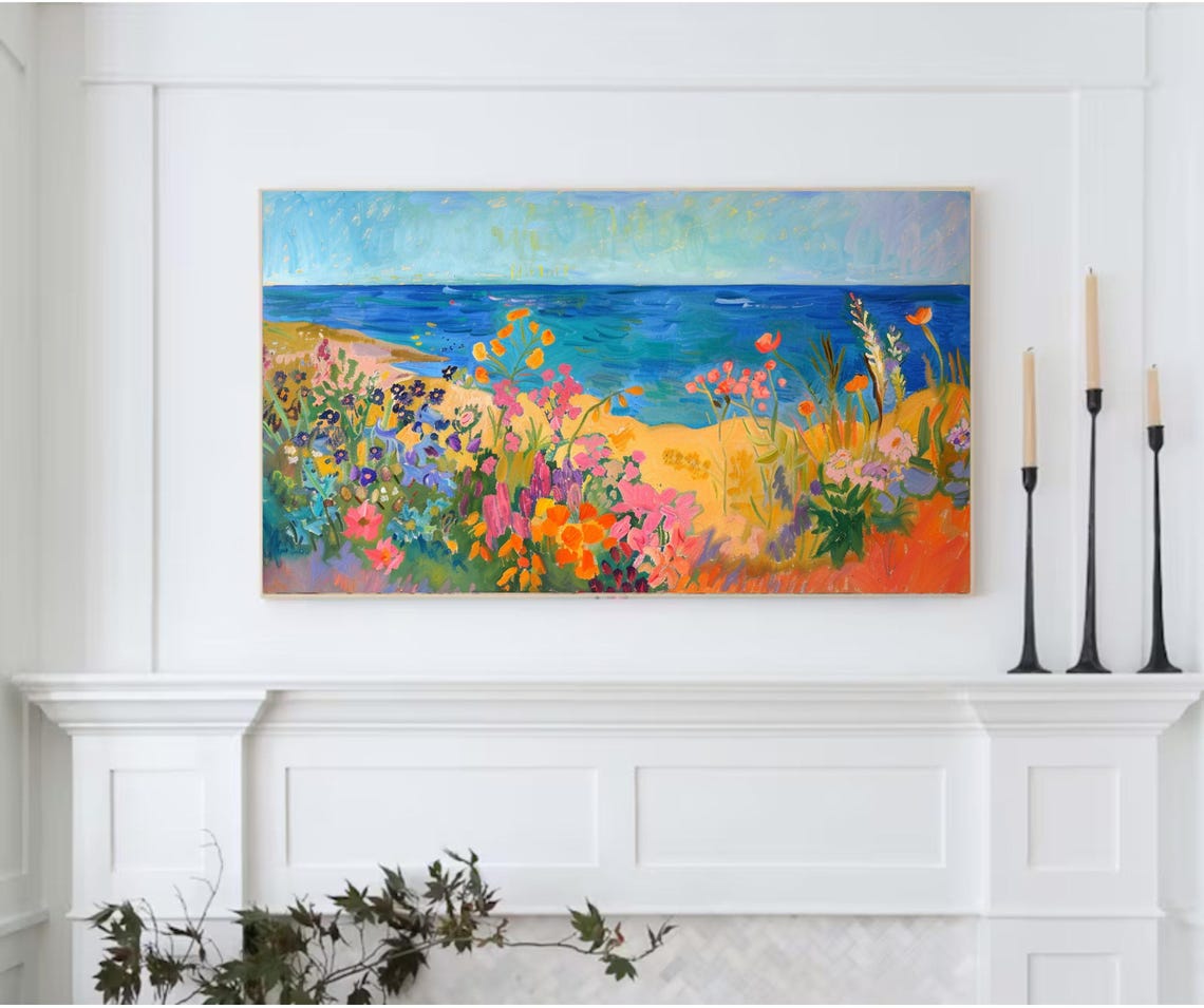 Coastal Wildflower Tv Art Summer Tv Art Frame Tv Art Spring Tv Art Wildflower Art Beach Decor Vintage Beach Tv Art Floral Art - Image 2