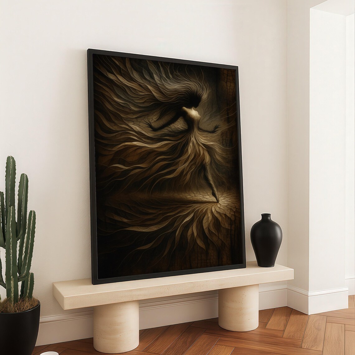 Ethereal Dancing Woman Flowing Dress Dark Fantasy Art Poster