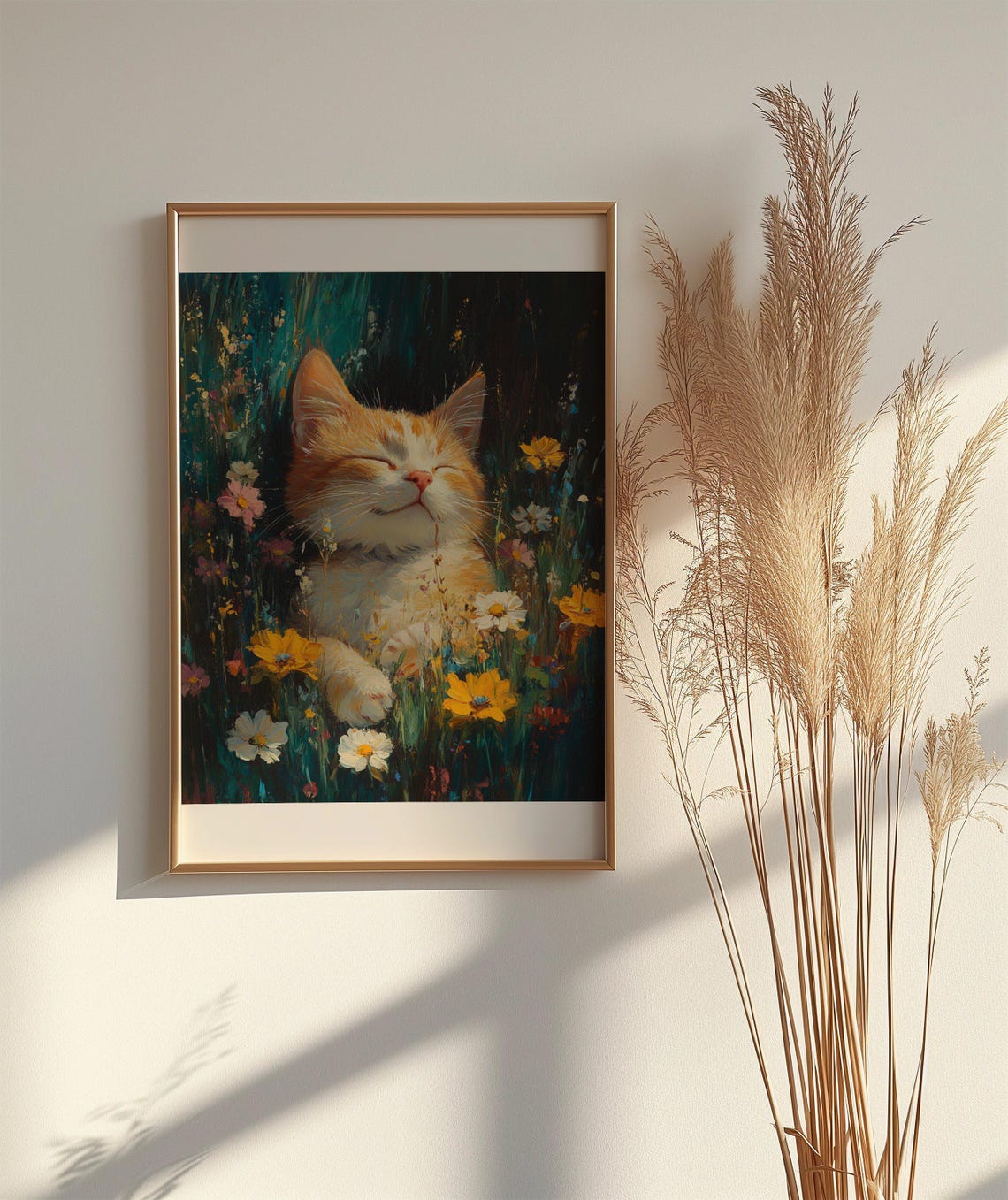 Happy Kitten Among Wildflowers Poster With Impressionist Style - Image 2