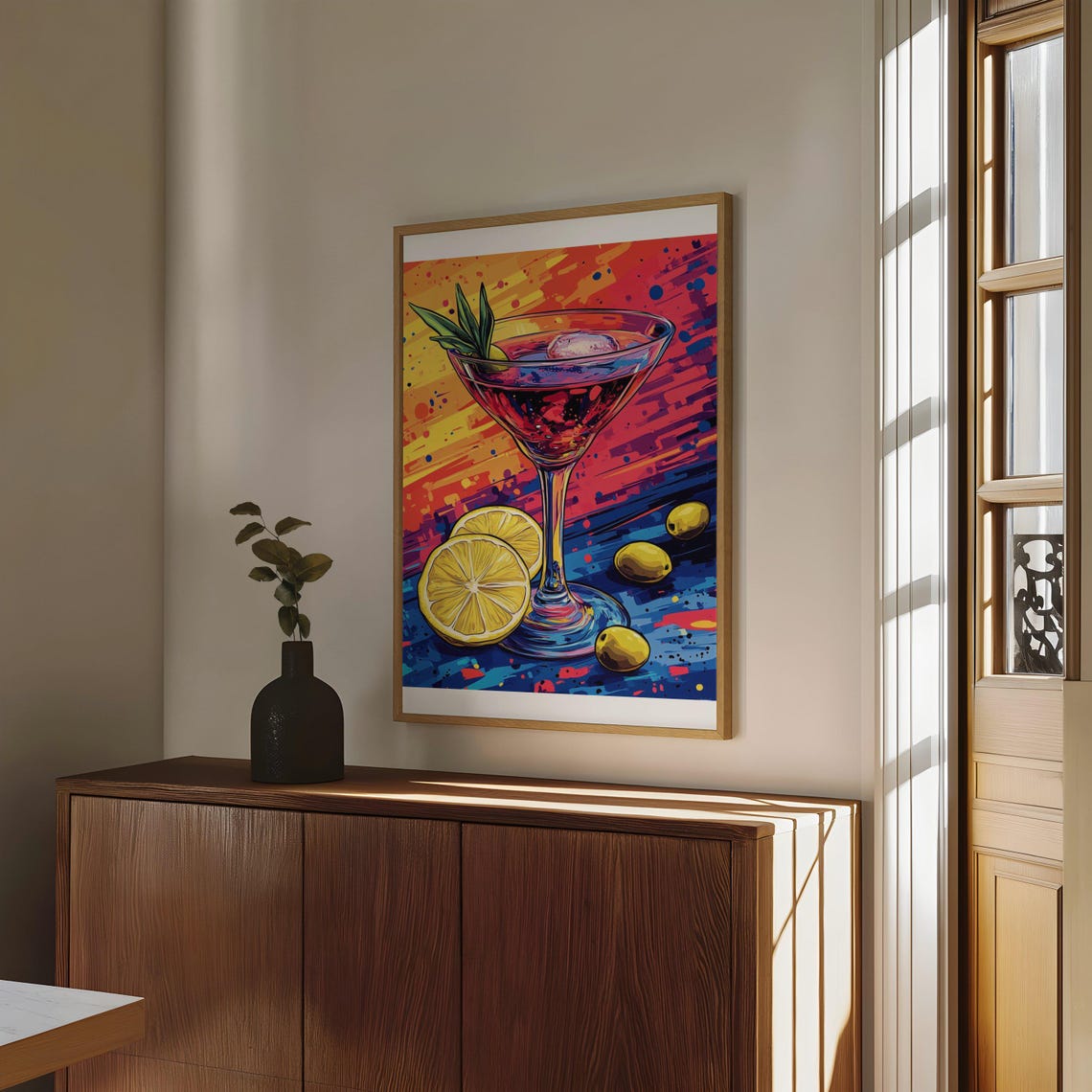 Pop Art Red Coupe Cocktail With Lemon Slices and Olives Poster - Image 4