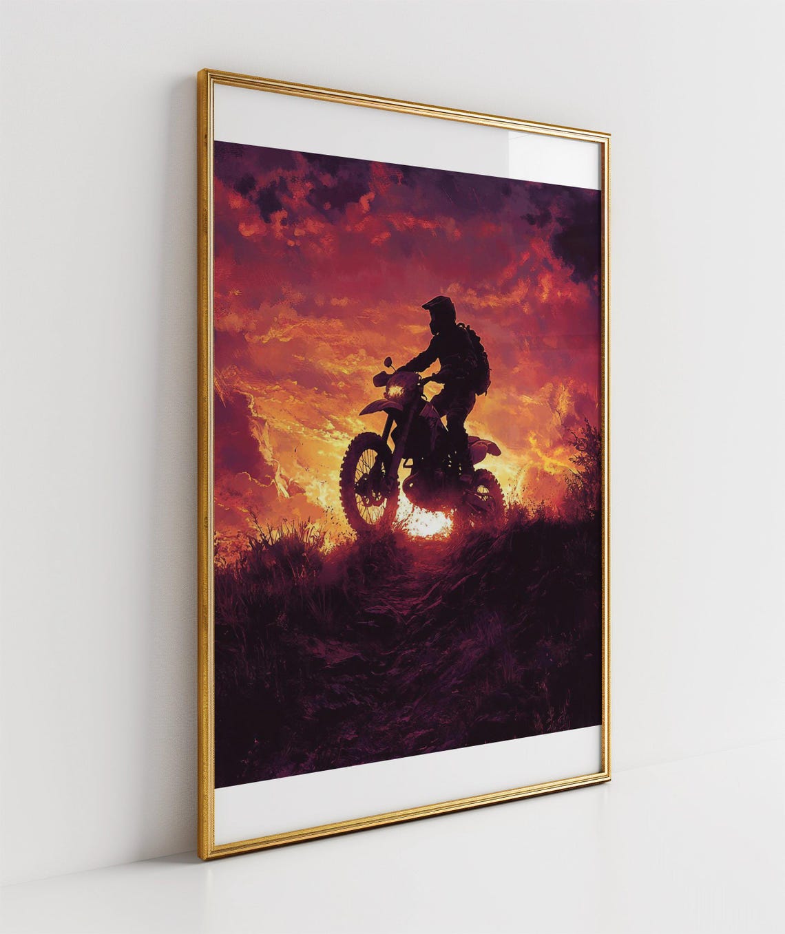 Dirt Bike Rider Sunset Wall Art Breath Taking Motorcycle Landscape Print Stunning Home Dcor Adventure Enthusiasts Gift Unframed - Image 3