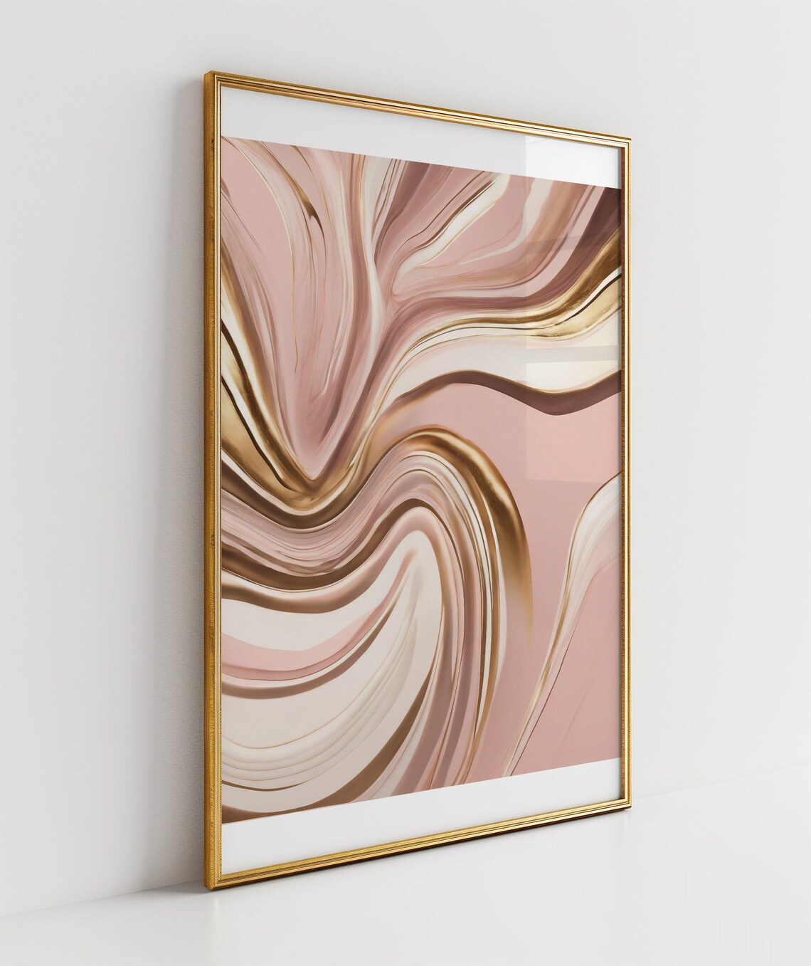 Blush Pink and Gold Marble Swirl Abstract Poster With Fluid Motion - Image 3