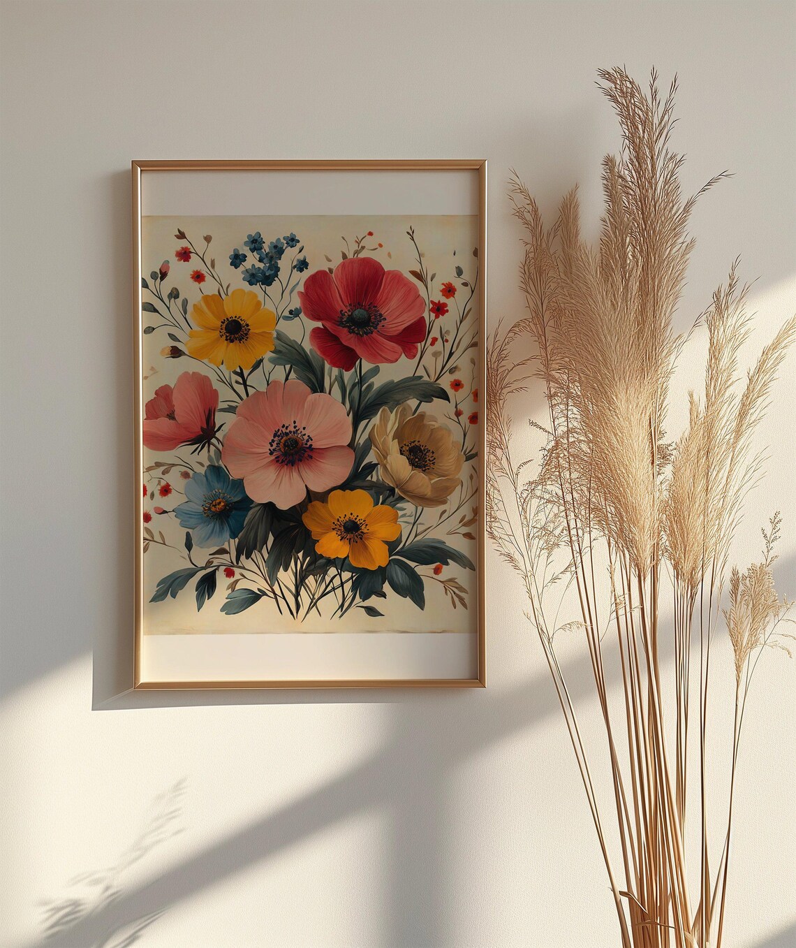 Vibrant Anemone Bouquet Colorful Floral Botanical Art Poster - Image 2