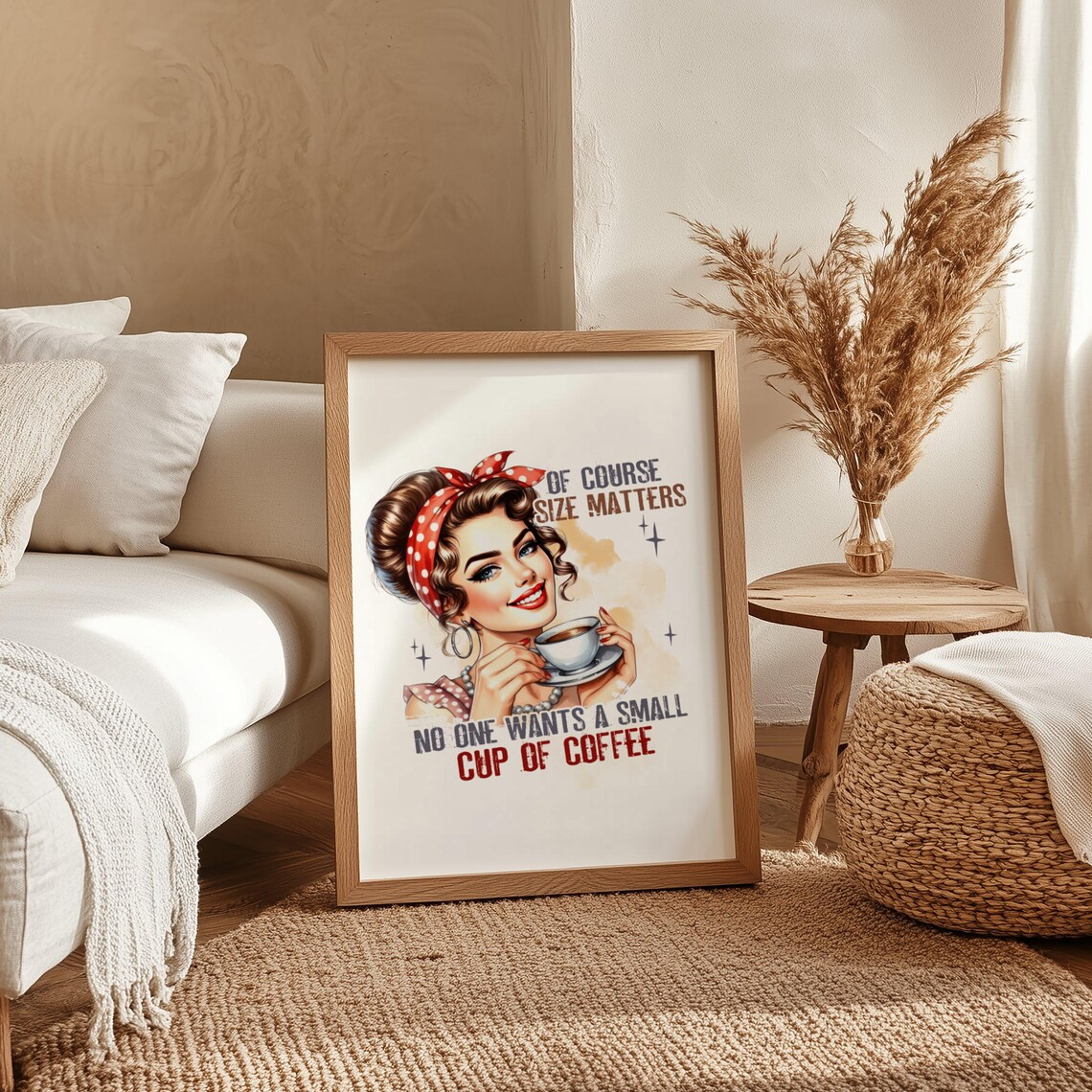 Vintage Pin-Up Girl Holding Coffee With a Funny Quote Art Poster - Image 4