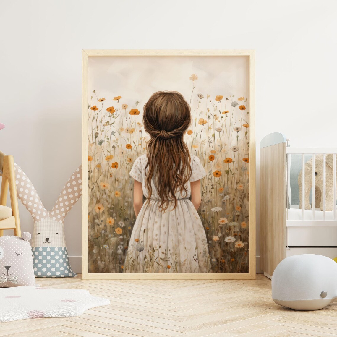 Little Girl Seen From Behind in a Field of Wildflowers Poster - Image 2