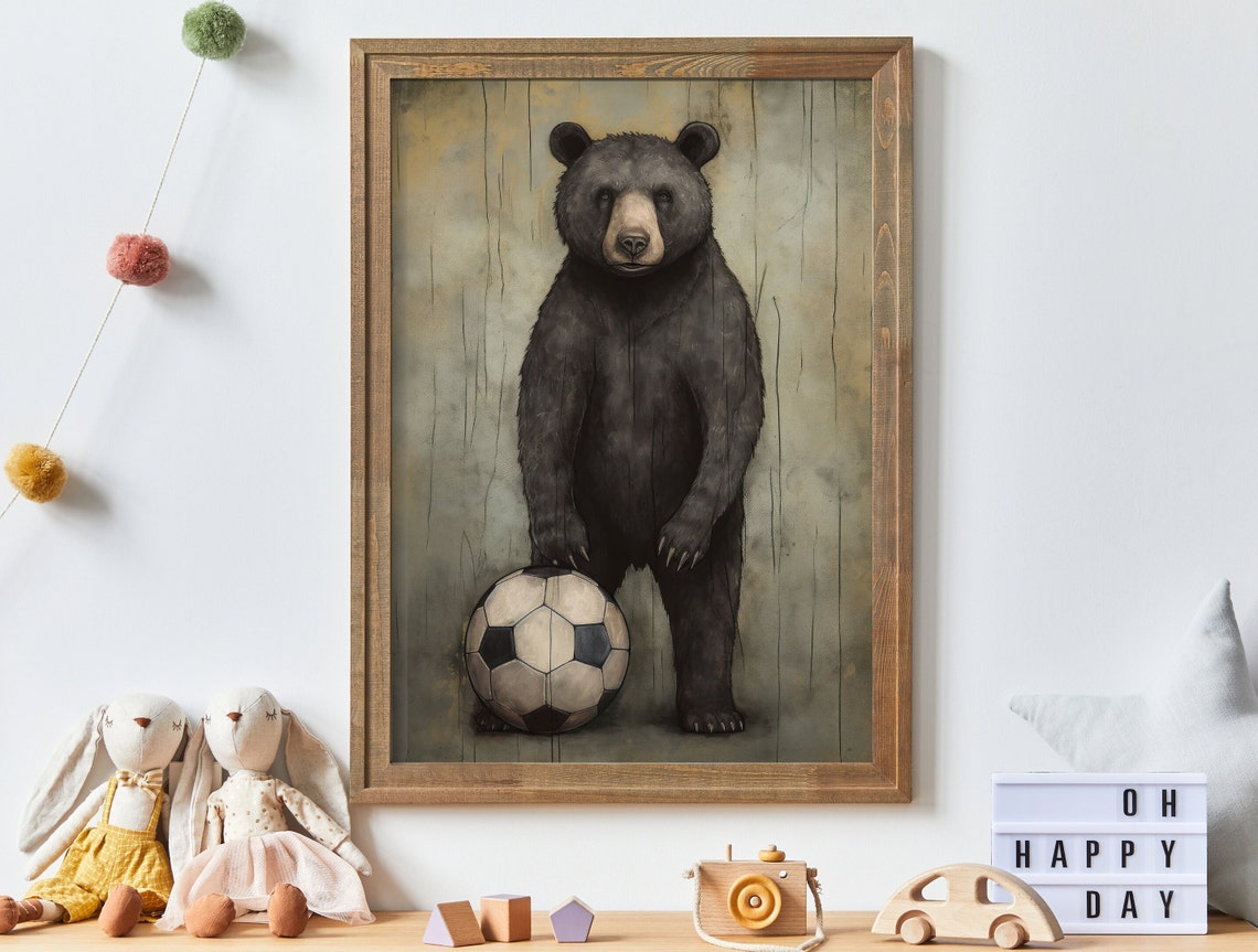 Football Nursery Decor Football Bear Wall Art Boy Toddler Decor Art Perfect For Your Little Boys Bedroom Or Playroom
