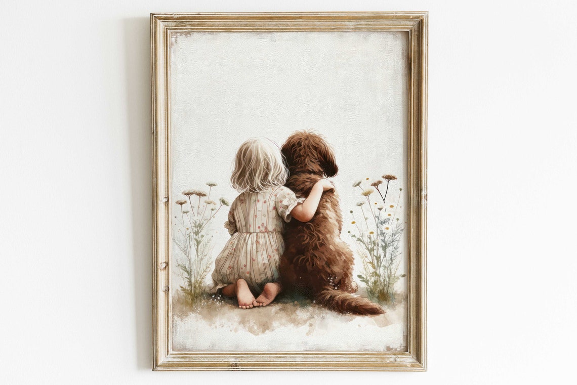 Labradoodle Nursery Print Girl Dog Art Print Brown Labradoodle Painting Dog Nursery Decor Toddler Decor Girl Dog Wall Art