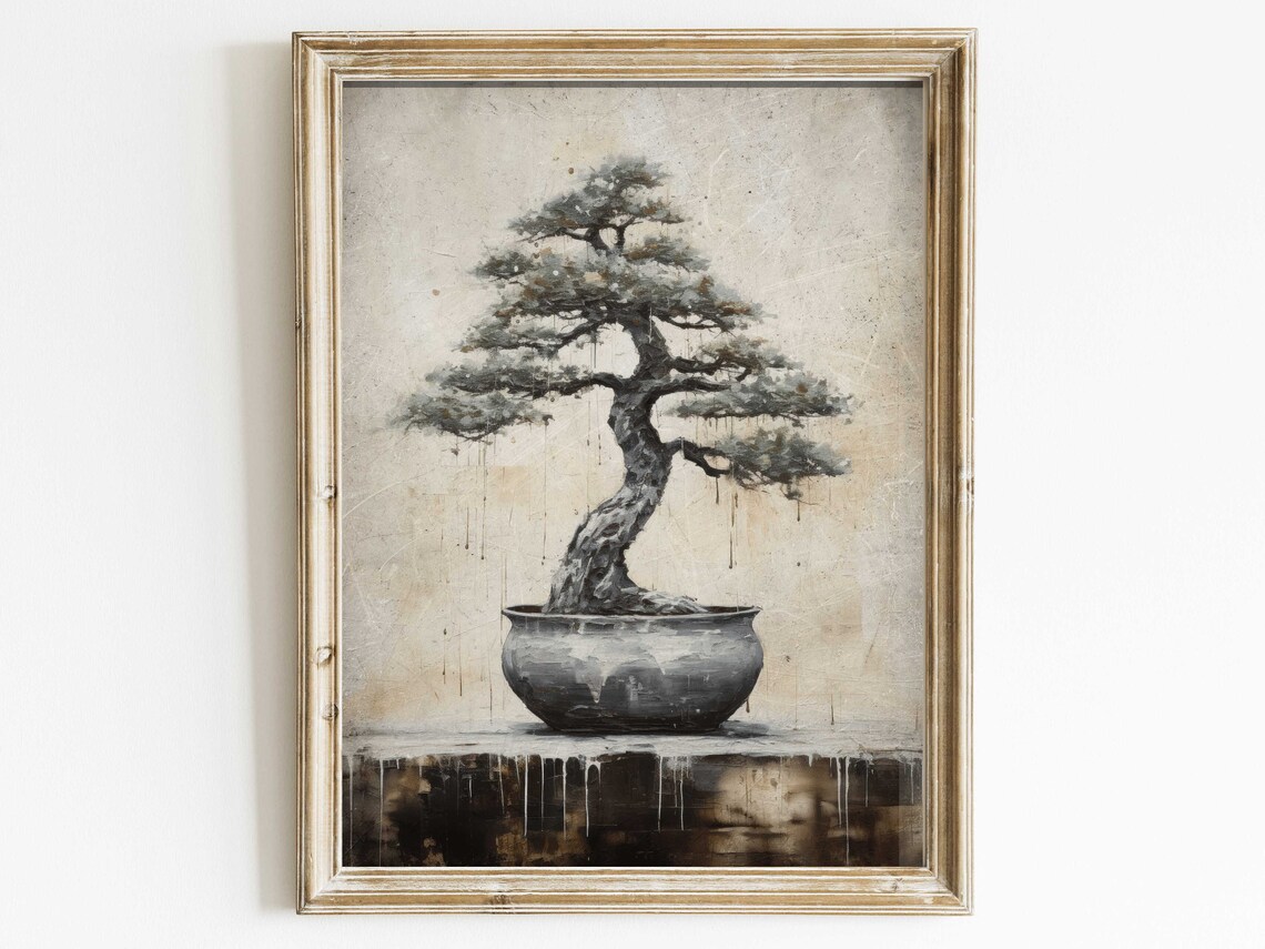 Bonsai Tree Print, Vintage Japanese Botanical Art