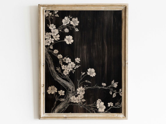 White Flower Apple Blossom Rustic Floral Art Print