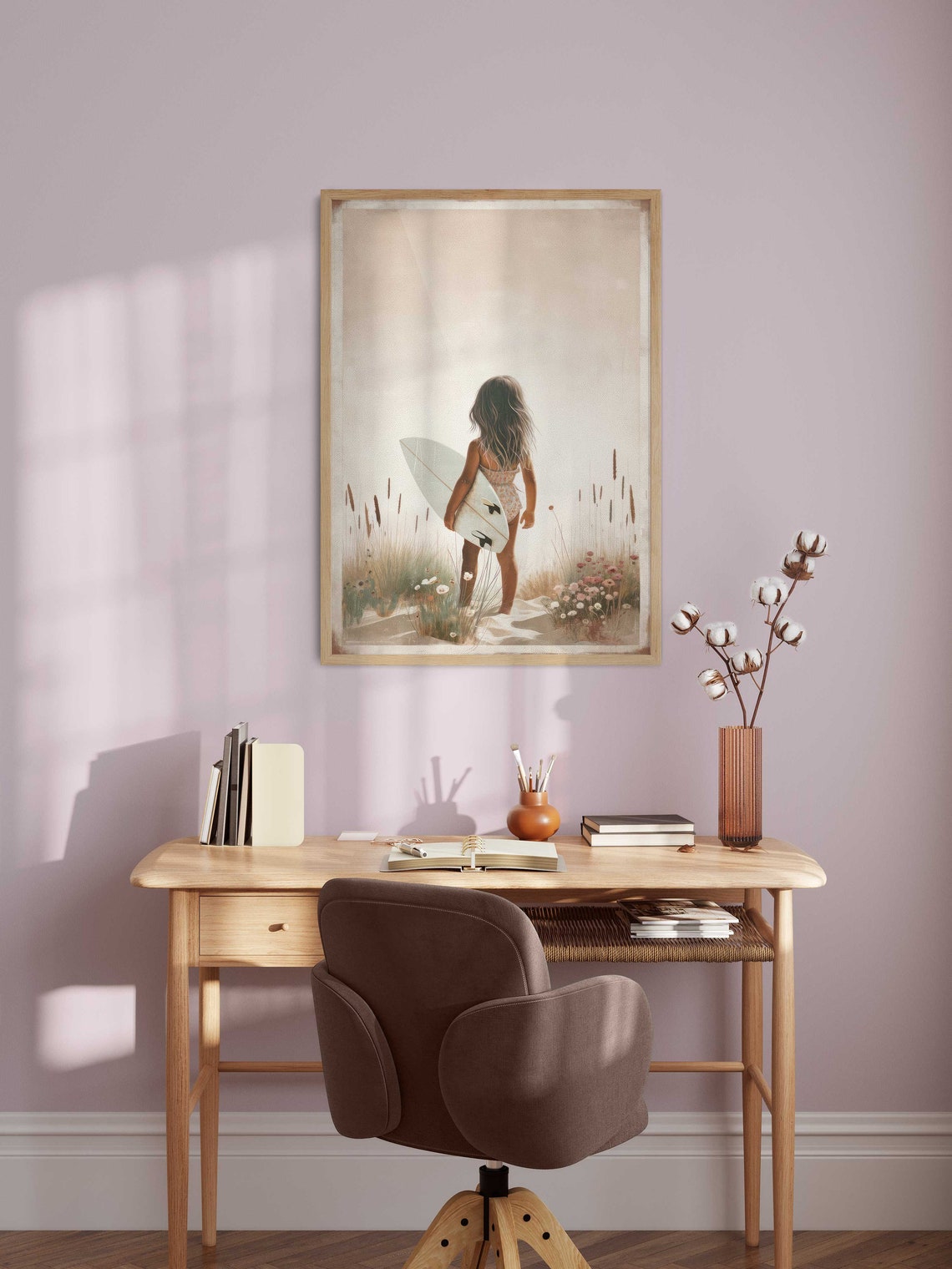 Surfer Girl Decor Surfing Nursery Decor Beach Girl Room Decor Surfing Print Girl Little Girl Surfboard Surfer Wall Art Kids - Image 2