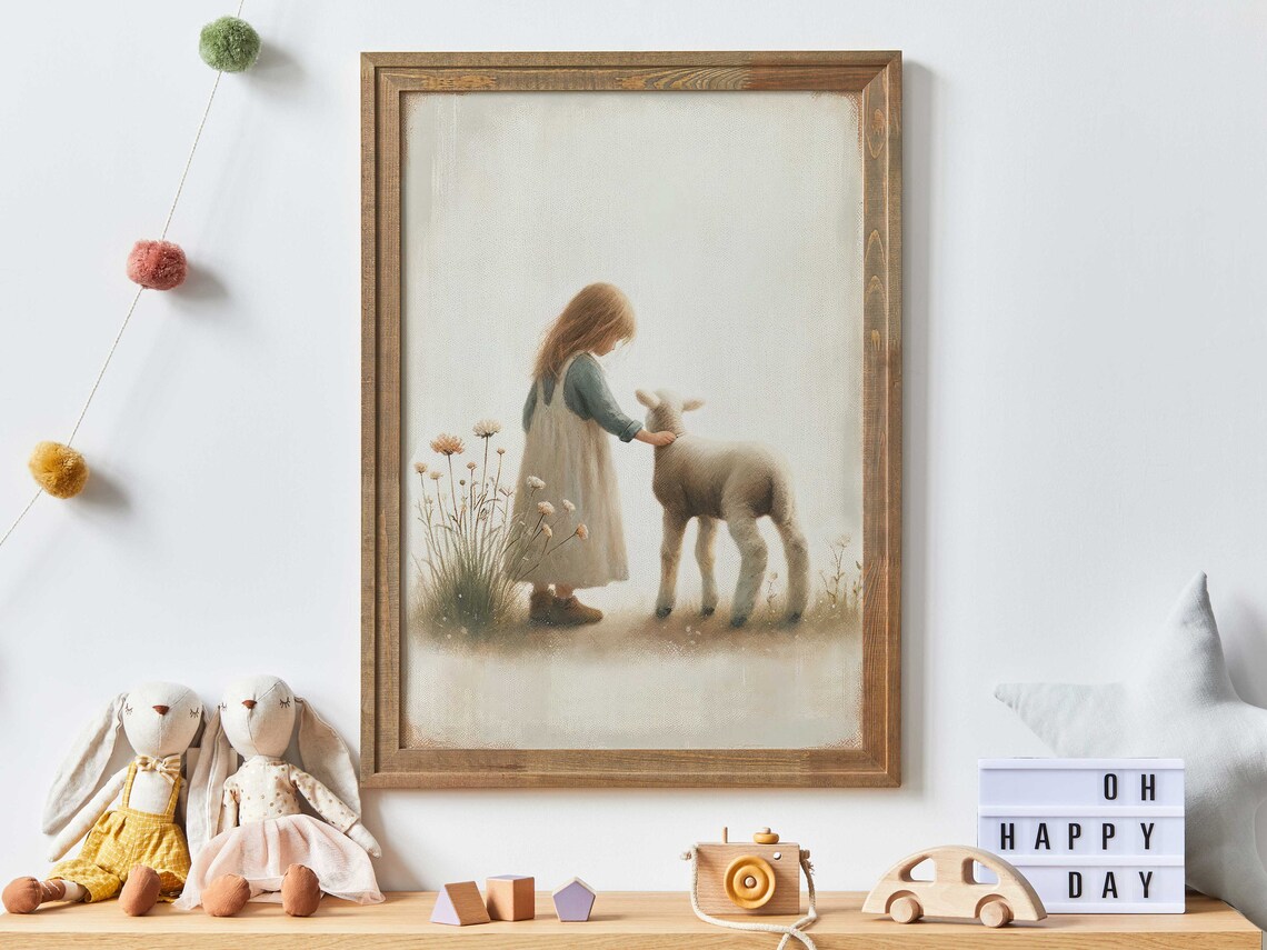 Lamb Nursery Decor, Farmhouse Wall Art Print
